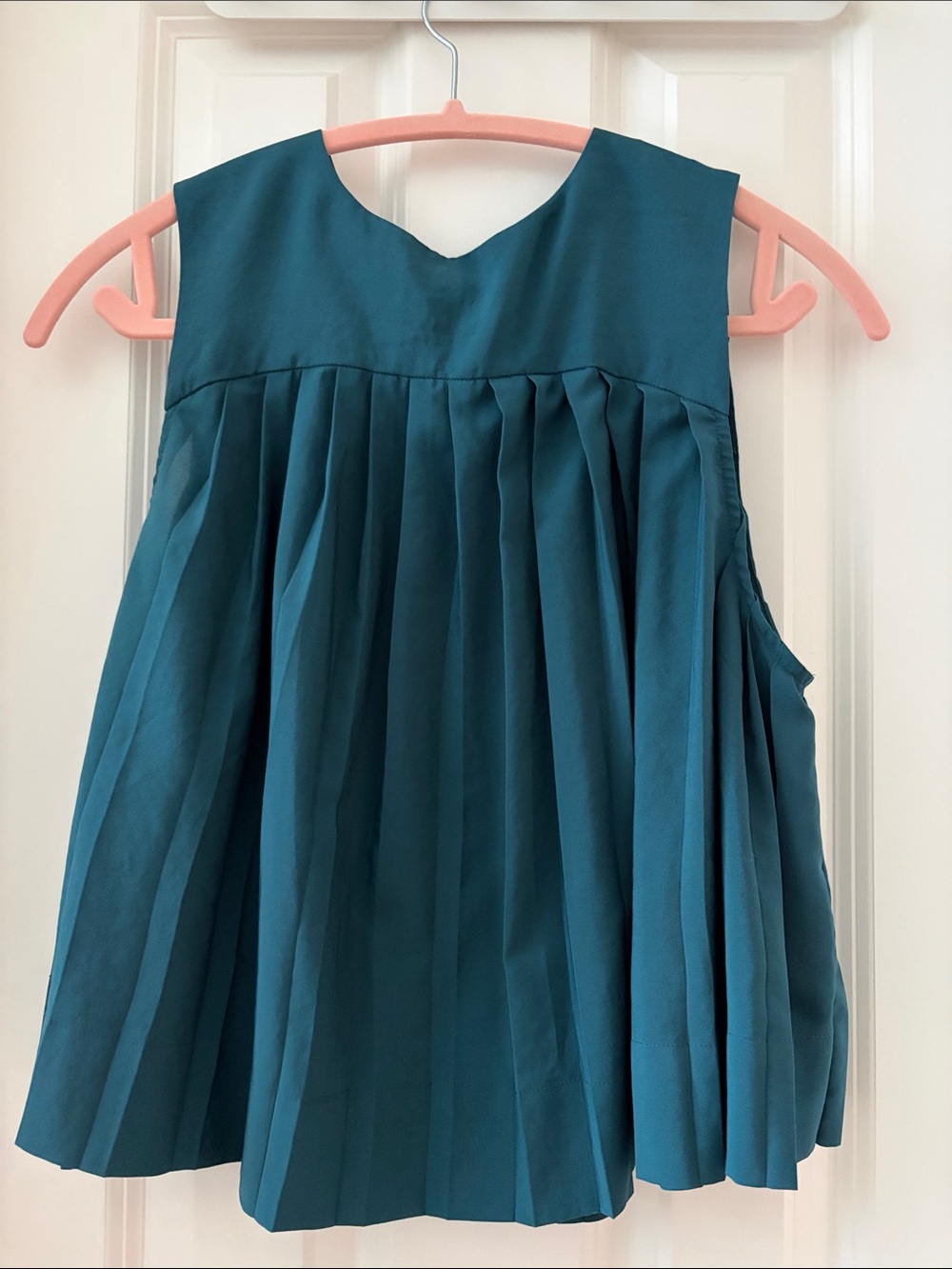 All Saints Pleated Teal Sleeveless Open Back Blouse
